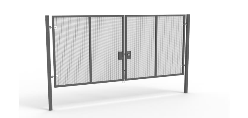 A Grey 2.4m high x 5.0m Wide Double Leaf 358 Apollo Security Gate with Unislide Latch