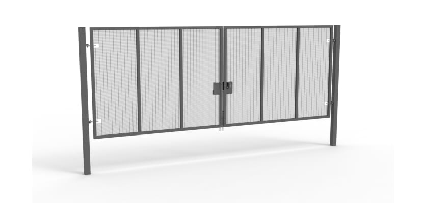 A Grey 2.4m high x 6.0m Wide Double Leaf 358 Apollo Security Gate with Latch Lock Handles