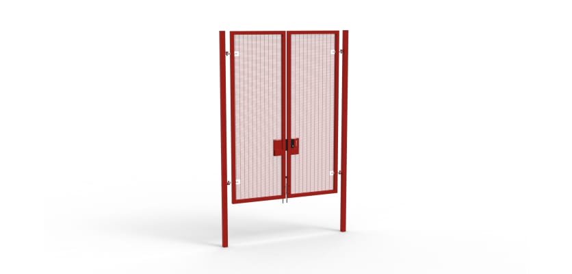 A Red 3.0m high x 2.0m Wide Double Leaf 358 Apollo Security Gate with Latch Locks