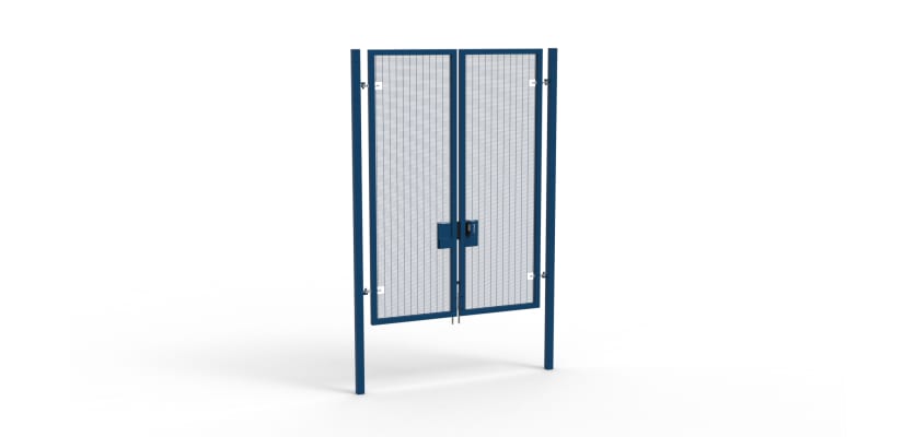 A Blue 3.0m high x 2.0m Wide Double Leaf 358 Apollo Security Gate with Quick Exit DigiLock
