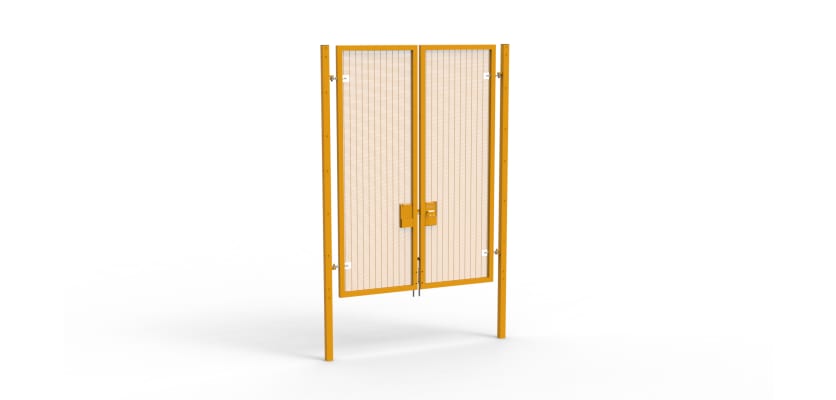 A Yellow 3.0m high x 2.0m Wide Double Leaf 358 Apollo Security Gate with Unislide Latch