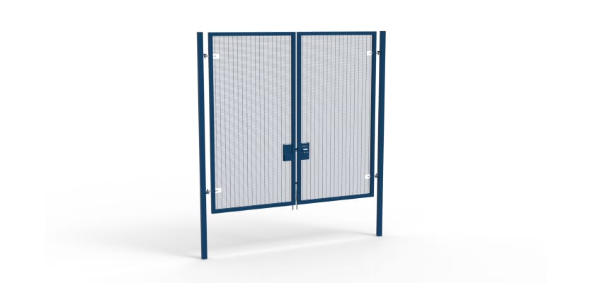 A Blue 3.0m high x 3.0m Wide Double Leaf 358 Apollo Security Gate with Unislide Latch