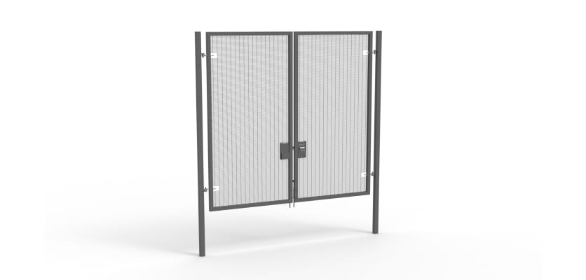 A Grey 3.0m high x 3.0m Wide Double Leaf 358 Apollo Security Gate with Unislide Latch