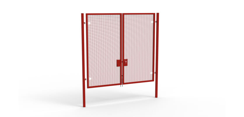 A Red 3.0m high x 3.0m Wide Double Leaf 358 Apollo Security Gate with Unislide Latch