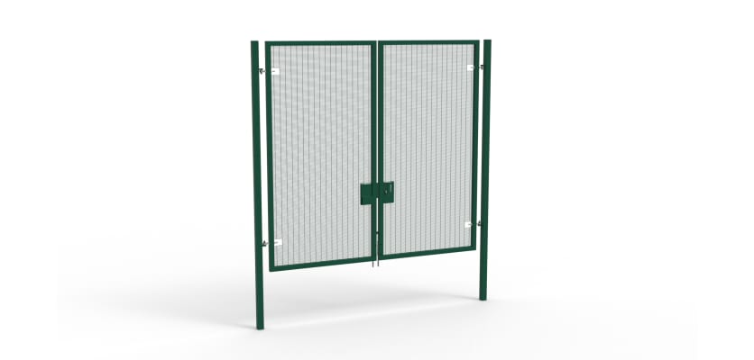 A Green 3.0m high x 3.0m Wide Double Leaf 358 Apollo Security Gate with Latch Lock 
