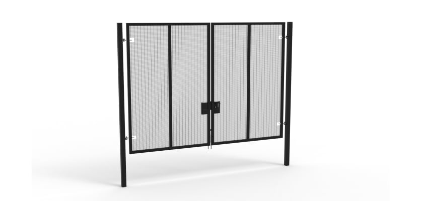 A Black 3.0m high x 4.0m Wide Double Leaf 358 Apollo Security Gate with Latch Lock Handles