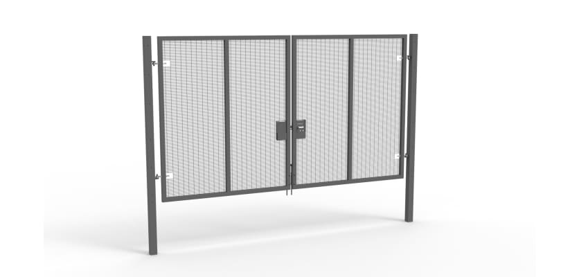 A Grey 3.0m high x 4.0m Wide Double Leaf 358 Apollo Security Gate with Quick Exit Digilock