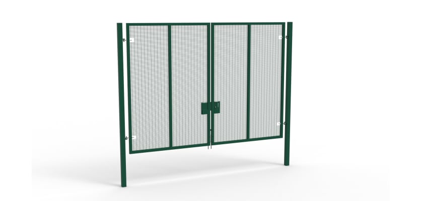 A Green 3.0m high x 4.0m Wide Double Leaf 358 Apollo Security Gate with Latch Lock