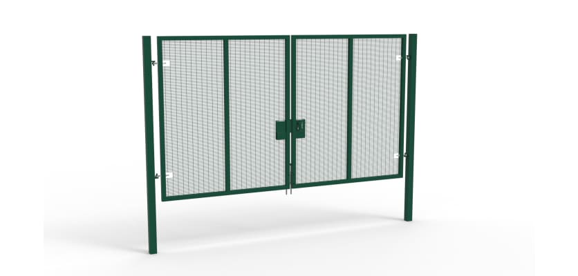 A Green 3.0m high x 4.0m Wide Double Leaf 358 Apollo Security Gate with Latch Lock Handles
