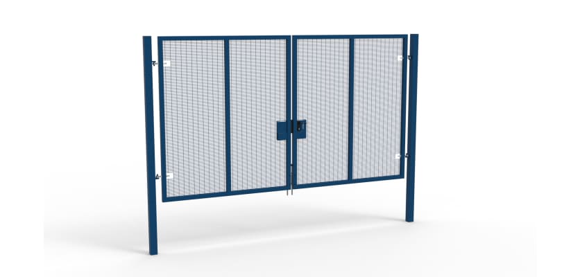 A Blue 3.0m high x 4.0m Wide Double Leaf 358 Apollo Security Gate with Latch Lock Handles