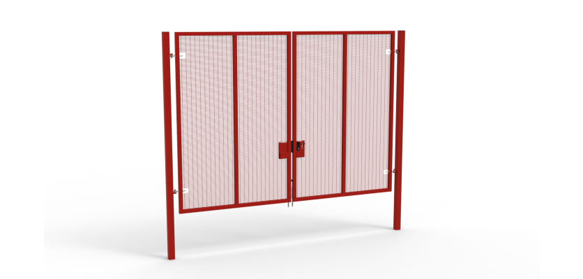 A Red 3.0m high x 4.0m Wide Double Leaf 358 Apollo Security Gate with Unislide Latch
