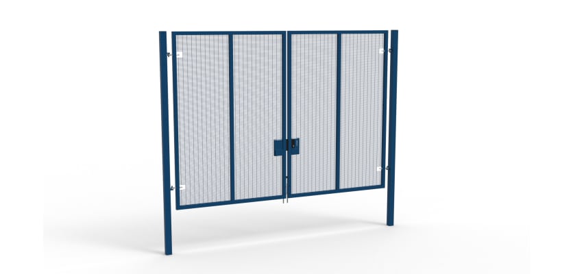 A Blue 3.0m high x 4.0m Wide Double Leaf 358 Apollo Security Gate with Latch Lock