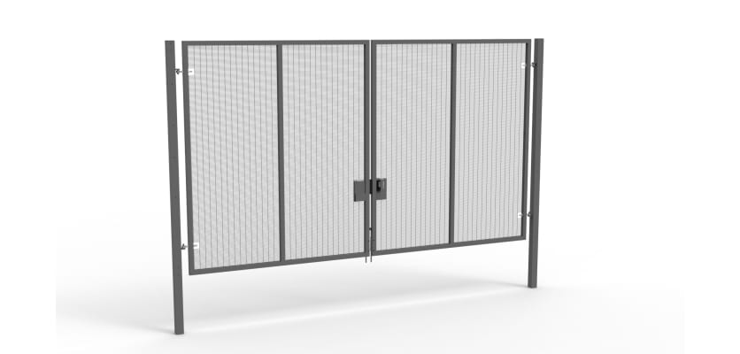 A Grey 3.0m high x 5.0m Wide Double Leaf 358 Apollo Security Gate with Quick Exit Digilock