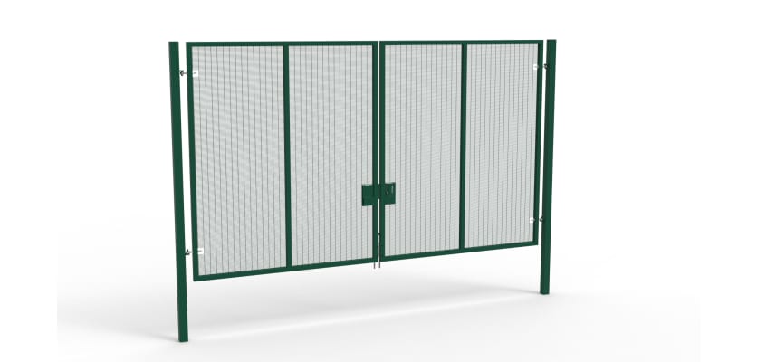 A Green 3.0m high x 5.0m Wide Double Leaf 358 Apollo Security Gate with Latch Lock Handles