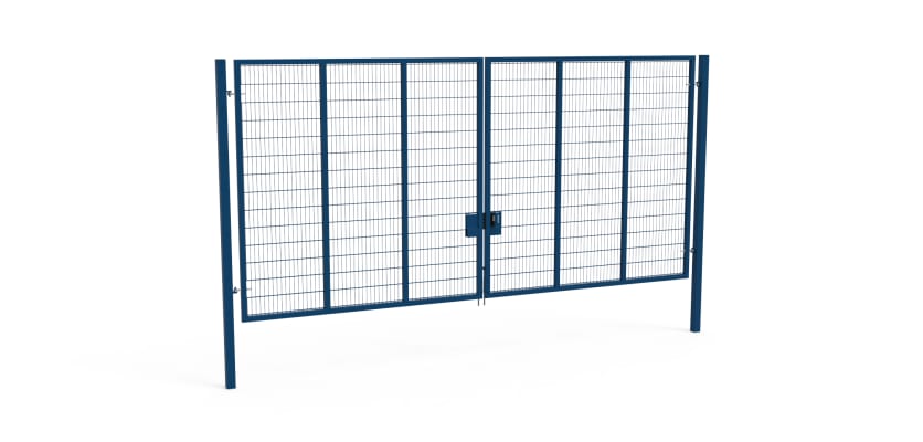Blue Apollo® 3.0m High x 6.0m Wide 358 Prison Mesh Double Leaf Gate Kit with quick exit digital lock