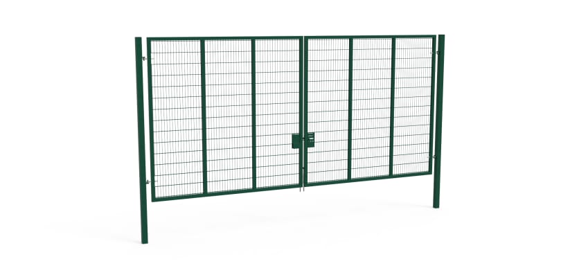 Green Apollo® 3.0m High x 6.0m Wide 358 Prison Mesh Double Leaf Gate Kit with unislide