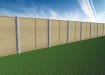 A row of EchoGroove Lite Wooden Acoustic Panel with Concrete Posts