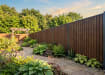 Garden with timber fencing and steel posts around it