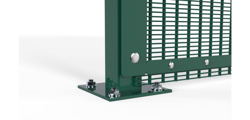 Close up of green bolt down profence 2x post