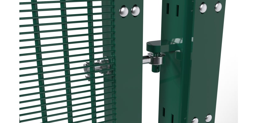 Close up of hingers on the 3.0m x 2.0m Wide ProFence® 2X SR2 (B3) LPS 1175 Double Gate Leaf Kit