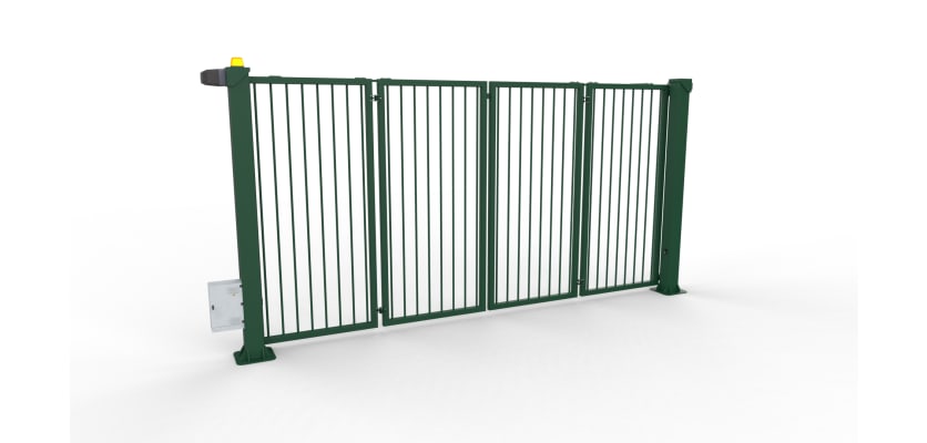 FFL RapidFold Double Leaf Gate - Vertical Bar Infill - Green RAL 6005