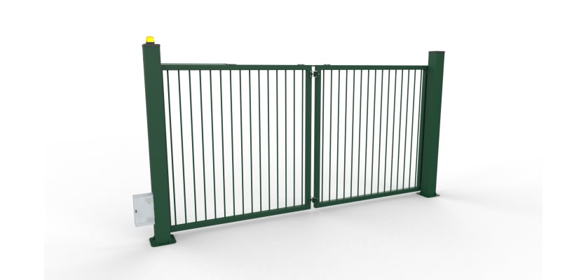 FFL RapidFold Pro Single Leaf Gate - Vertical Bar Infill - Green RAL 6005