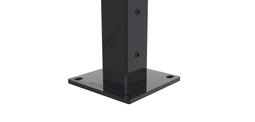 Close up of the bolt down plate on an Apollo gate post