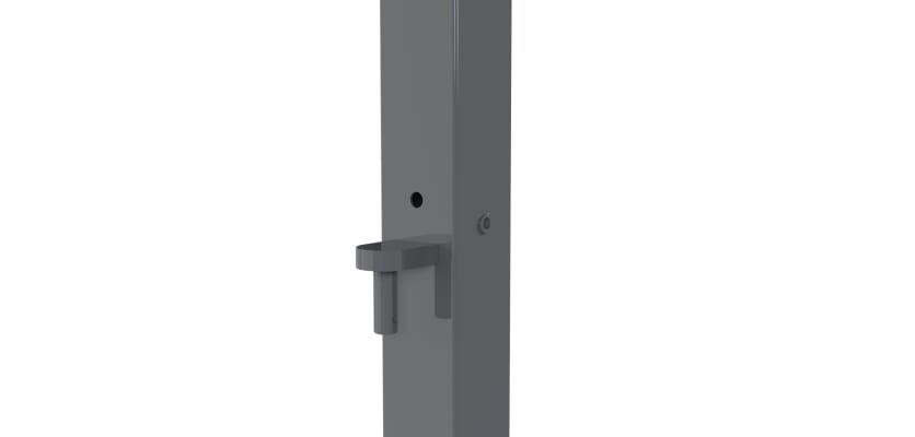 lose up of the hinges on an Apollo gate post