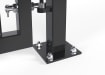A close up of the bolt down post base plate on the EnviroProtect SR1 (A1) LPS 1175 Security Railing Gate