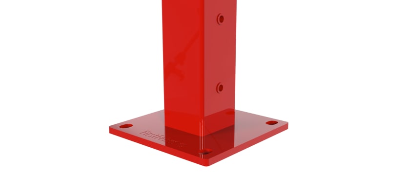 Close up of the bolt down plate on an Apollo gate post