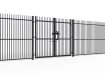 A 2.0m High x 2.0m Wide Double Leaf EnviroProtect SR1 (A1) LPS 1175 Security Gate in a line of railings