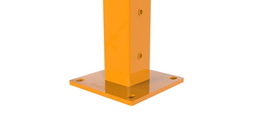 Close up of the bolt down plate on an Apollo gate post