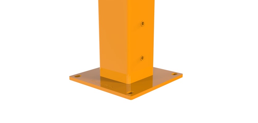 Close up of the bolt down plate on an Apollo gate post