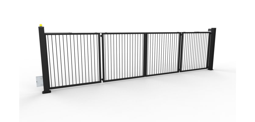 FFL RapidFold Pro Double Leaf Gate - Vertical Bar Infill - Black RAL 9005