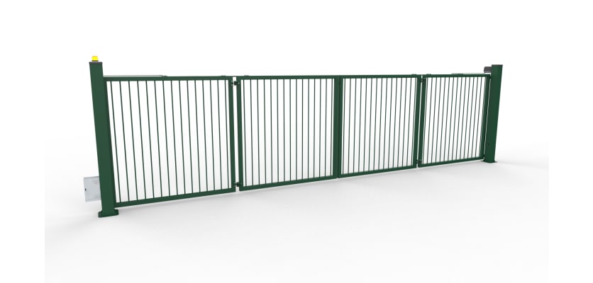 FFL RapidFold Pro Double Leaf Gate - Vertical Bar Infill - Green RAL 6005