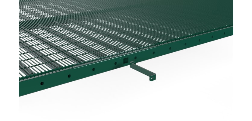 An image showing how the support leg attaches to the bottom of the EnviroProtect Anti-Climb Railing Panel