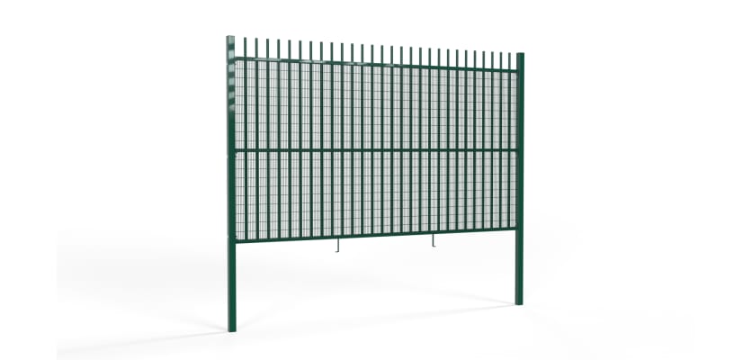 A Green Panel of 2.4m High EnviroProtect Anti-Climb SR1 (A1) LPS 1175 Vertical Bar Security Railings