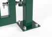 A close up of the bolt down post base plate on the EnviroProtect Anti-Climb SR1 (A1) LPS 1175 Security Railing Gate