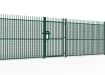 A Green 2.0m High x 1.2m Wide Single Leaf EnviroProtect Anti-Climb SR1 (A1) LPS 1175 Security Gate in a line of railings