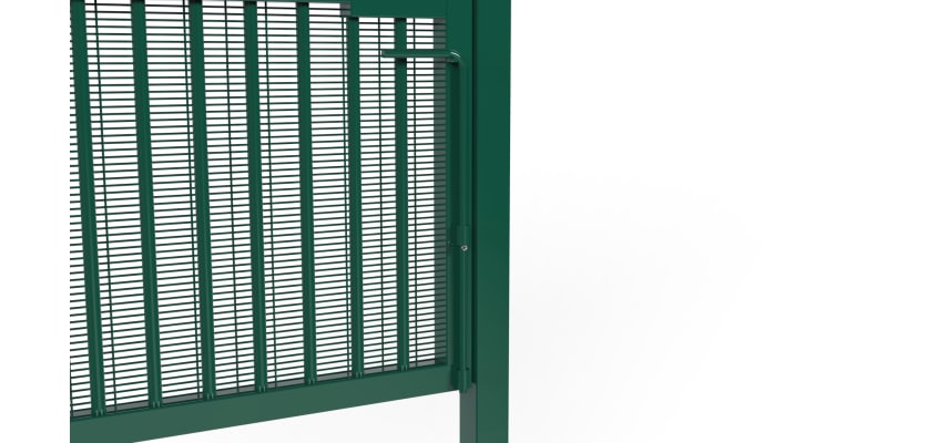 A close up showing the drop bolt on the 3.0m High x 1.0m Wide EnviroProtect Anti-Climb SR1 (A1) LPS 1175 Security Railing Gate 