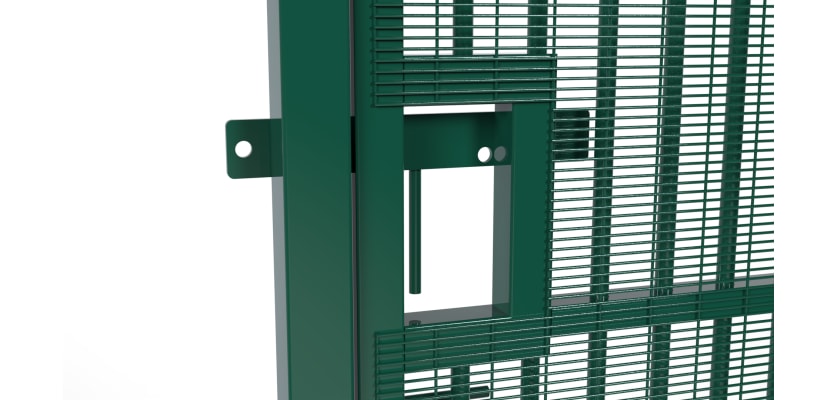 A close up showing the sliding latch on the 3.0m High x 1.2m Wide EnviroProtect Anti-Climb SR1 (A1) LPS 1175 Security Railing Gate 