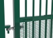 A close up showing the top hinge on the 2.4m High x 5.0m Wide Double Leaf EnviroProtect Anti-Climb SR1 (A1) LPS 1175 Security Railing Gate 