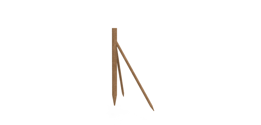Corner timber post for wire mesh fencing showing the stake and struts