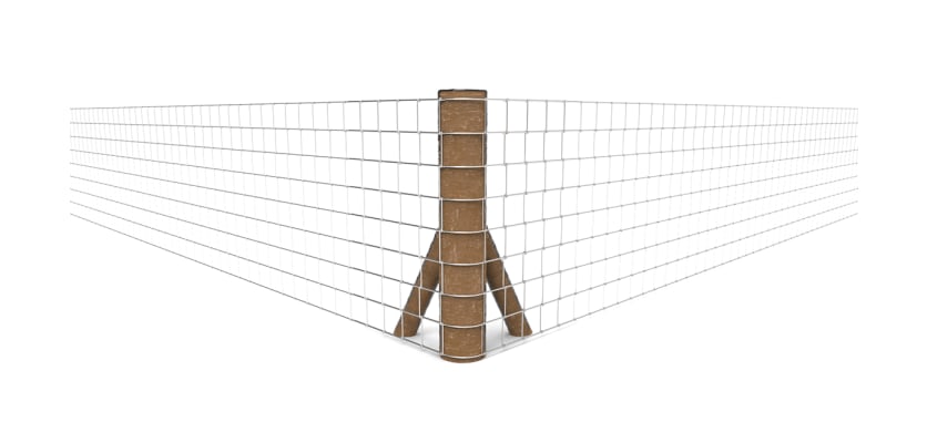 Creosoted corner timber post for wire mesh fencing