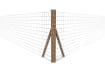Creosoted timber post with netting fence