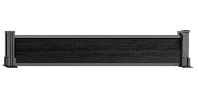 A 0.3m High Bambura Composite Fencing System in Black with Silver Posts