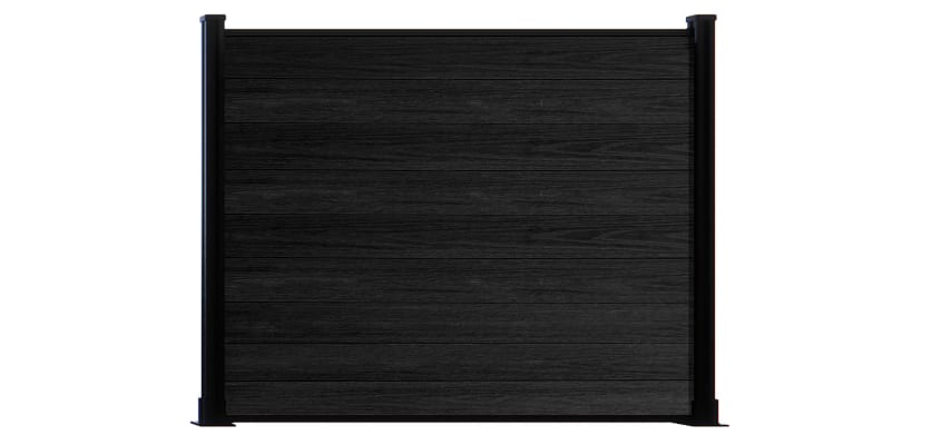 A 1.5m High Bambura Composite Fencing System in Black with Black Posts