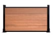 A 0.6m High Bambura Composite Fencing System in Wood Grain Teak with Black Posts