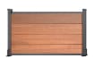 A 0.6m High Bambura Composite Fencing System in Wood Grain Teak with Silver Posts