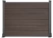 A 0.9m High Bambura Composite Fencing System in Wood Grain Walnut with Silver Posts
